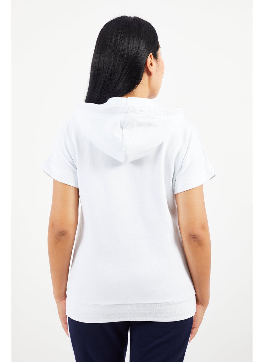 Women Hooded Short Sleeve Brand Logo Sweatshirt, White - pzsku/ZB23CBACFB9B093141EA5Z/45/_/1739110010/edb5edca-b3e9-4fd8-9d02-59801a7e86cb