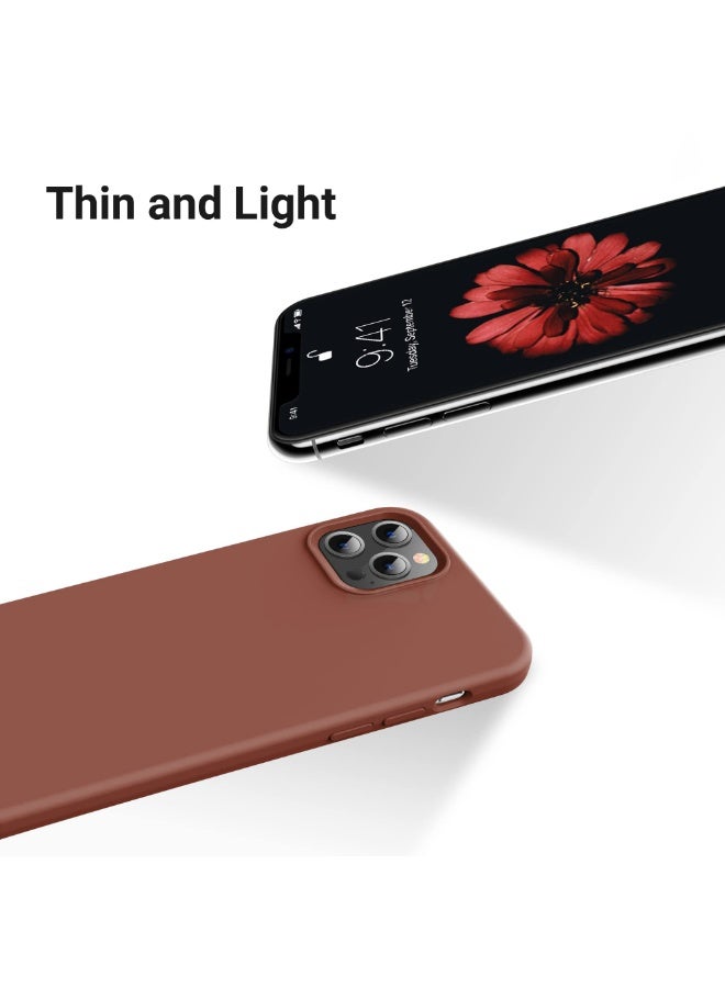 Compatible with iPhone 15 Pro Max Case 6.7 Inch Slim Liquid Silicone 4 Layers Soft Gel Rubber Shockproof Protective Phone Case with Anti Scratch Microfiber Lining (Brown) - Image 4