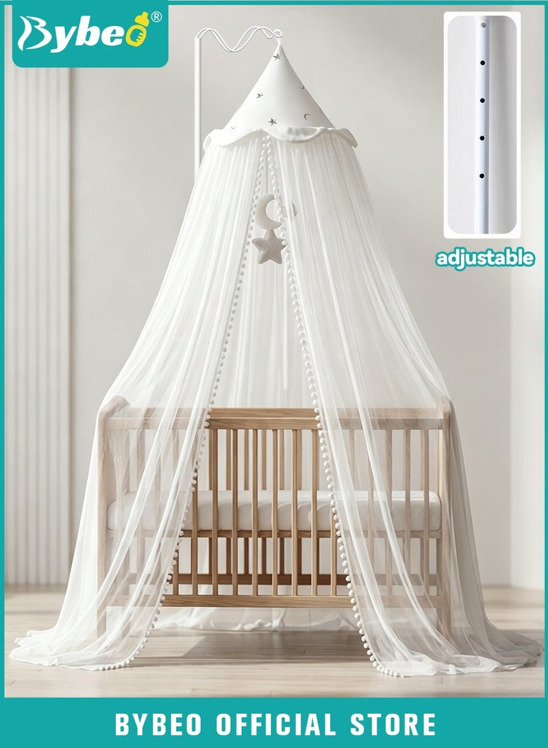 Bybeo Baby Mosquito Net, Kids Bed Canopy with Stand, Toddler Nursery Room Crib Hanging Curtain, Children Reading Nook Decoration, Princess Girls Fairy Castle Canopy, Adjustable Height - Image 1