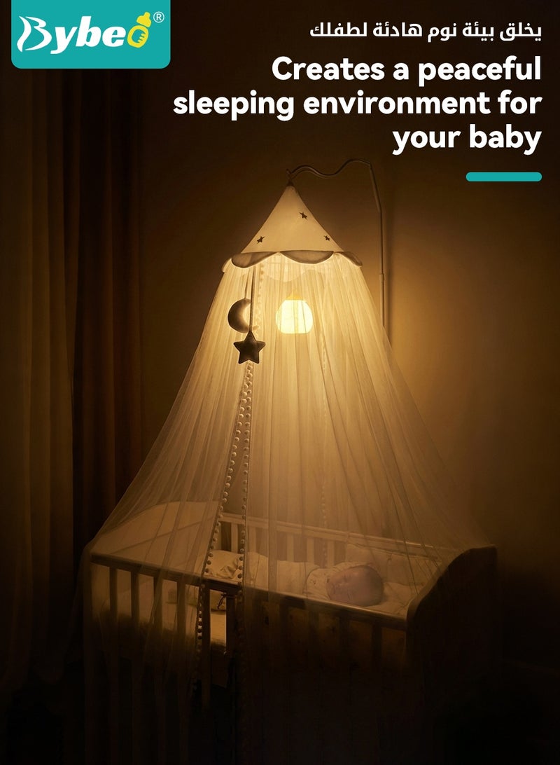 Bybeo Baby Mosquito Net, Kids Bed Canopy with Stand, Toddler Nursery Room Crib Hanging Curtain, Children Reading Nook Decoration, Princess Girls Fairy Castle Canopy, Adjustable Height - Image 4