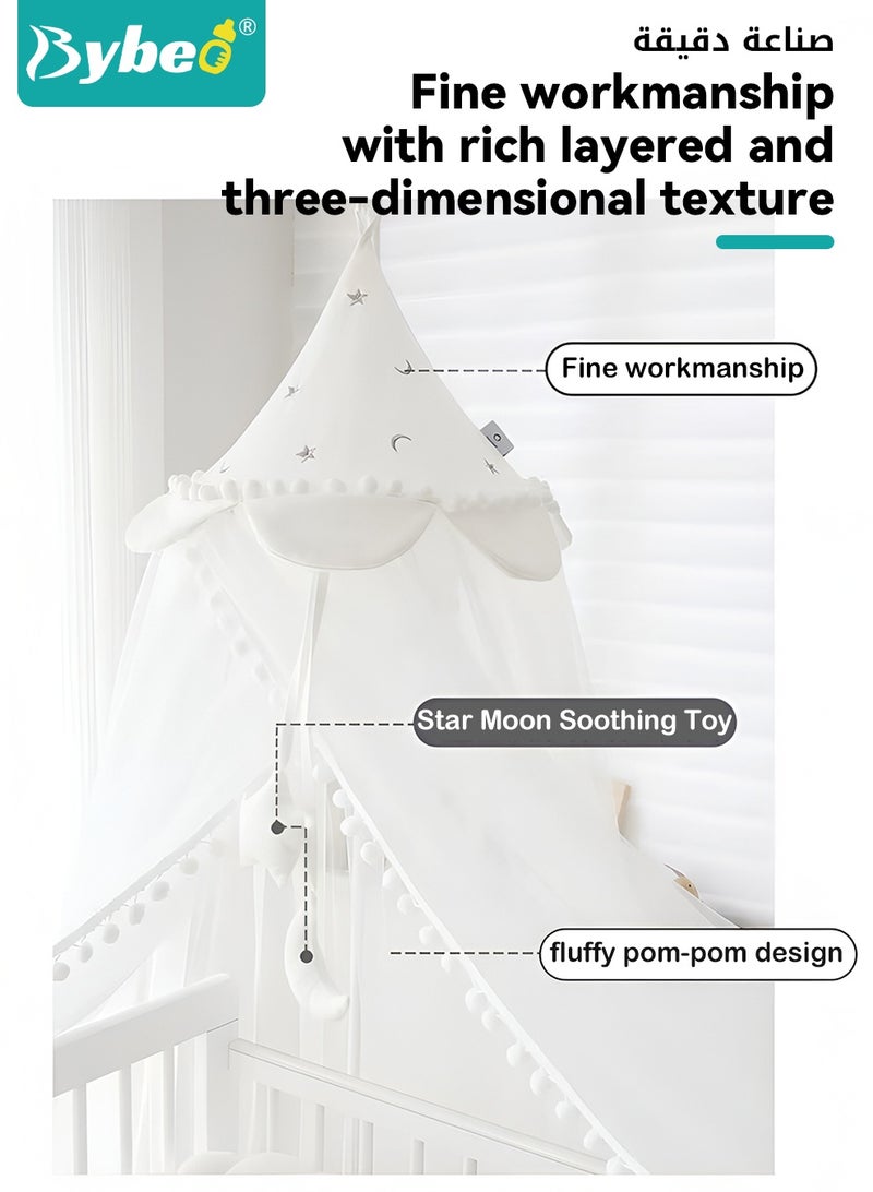 Bybeo Baby Mosquito Net, Kids Bed Canopy with Stand, Toddler Nursery Room Crib Hanging Curtain, Children Reading Nook Decoration, Princess Girls Fairy Castle Canopy, Adjustable Height - Image 3