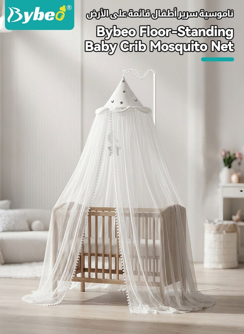 Bybeo Baby Mosquito Net, Kids Bed Canopy with Stand, Toddler Nursery Room Crib Hanging Curtain, Children Reading Nook Decoration, Princess Girls Fairy Castle Canopy, Adjustable Height - Image 2