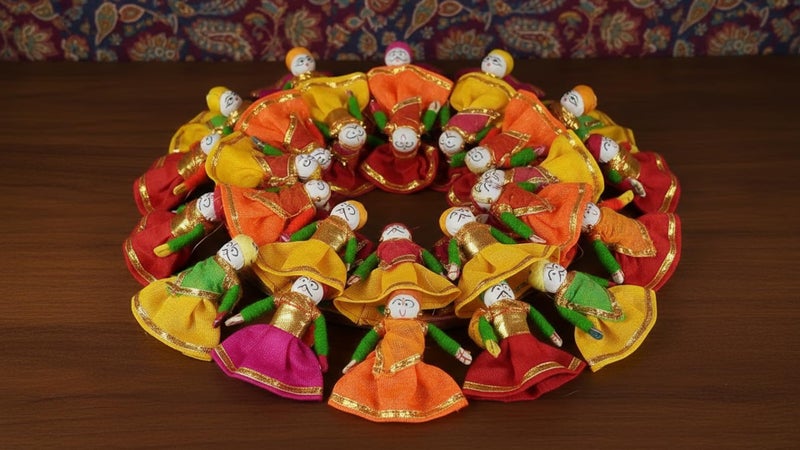 PRANSUNITA Multicolor Mini Kathputli Puppet Couple Dolls- Rajasthani Touch Hand Crafted for Wedding Events, Candle Tealights, Lohri &Diwali Decoration– Pack of 5 Pairs– 8 cm - Image 2