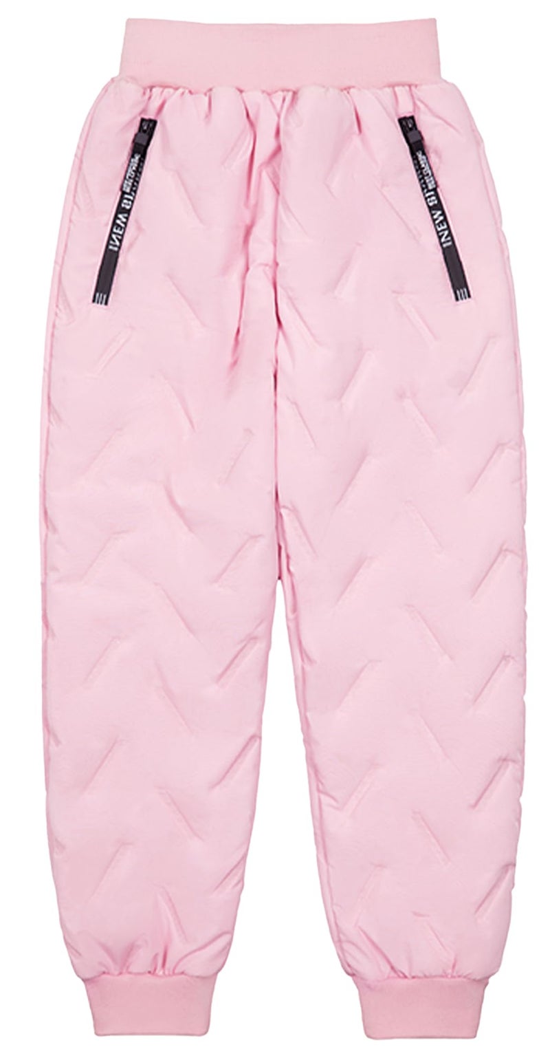 Happy Cherry Kids Snow Pants with Lined Fleece Boys Girls Waterproof Puffer Down Pants Zip Winter Warm Trousers 12-13 Years Pink - Image 3