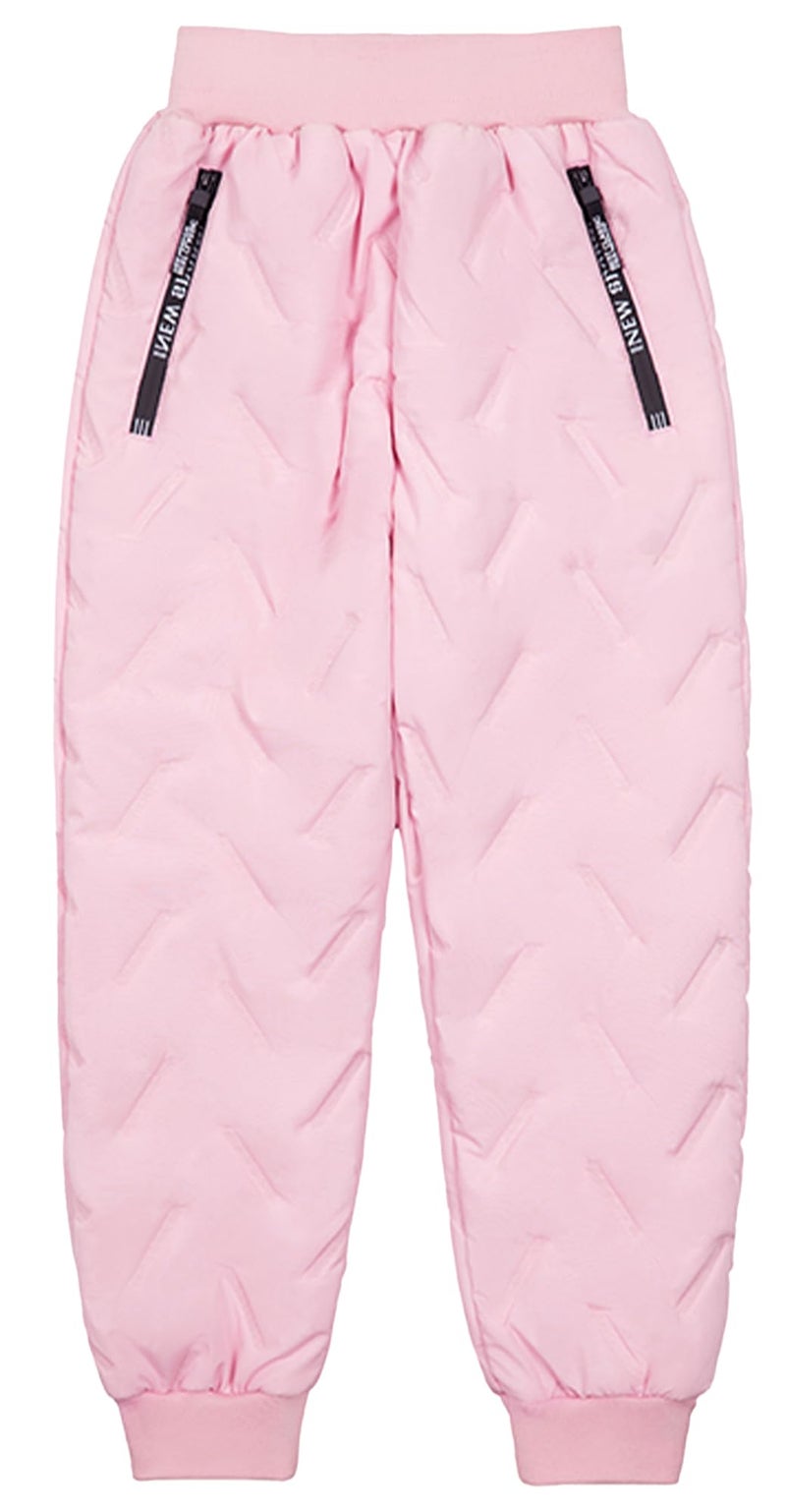 Happy Cherry Kids Snow Pants with Lined Fleece Boys Girls Waterproof Puffer Down Pants Zip Winter Warm Trousers 12-13 Years Pink - Image 2