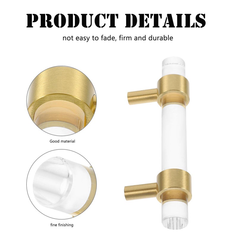 Acrylic Drawer Pull Handle 64mm Hole Spacing Solid Brass for Kitchen Wardrobe Cabinet - Image 4