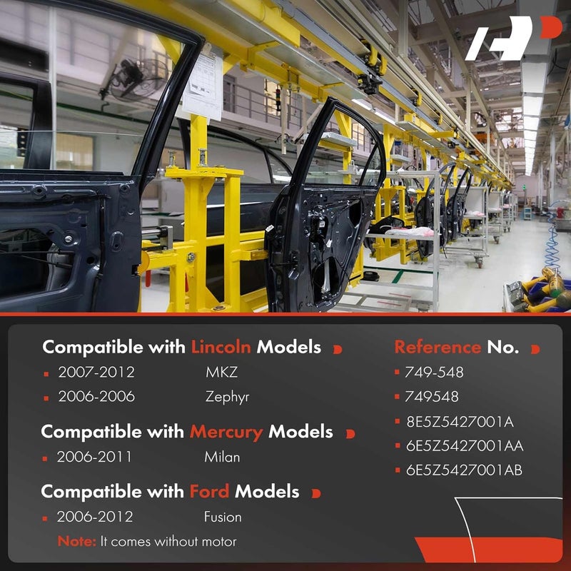 A-Premium Window Regulator Replacement for Ford Fusion, Lincoln MKZ, Lincoln Zephyr, Mercury Milan - Rear Left, Without Motor - Image 3