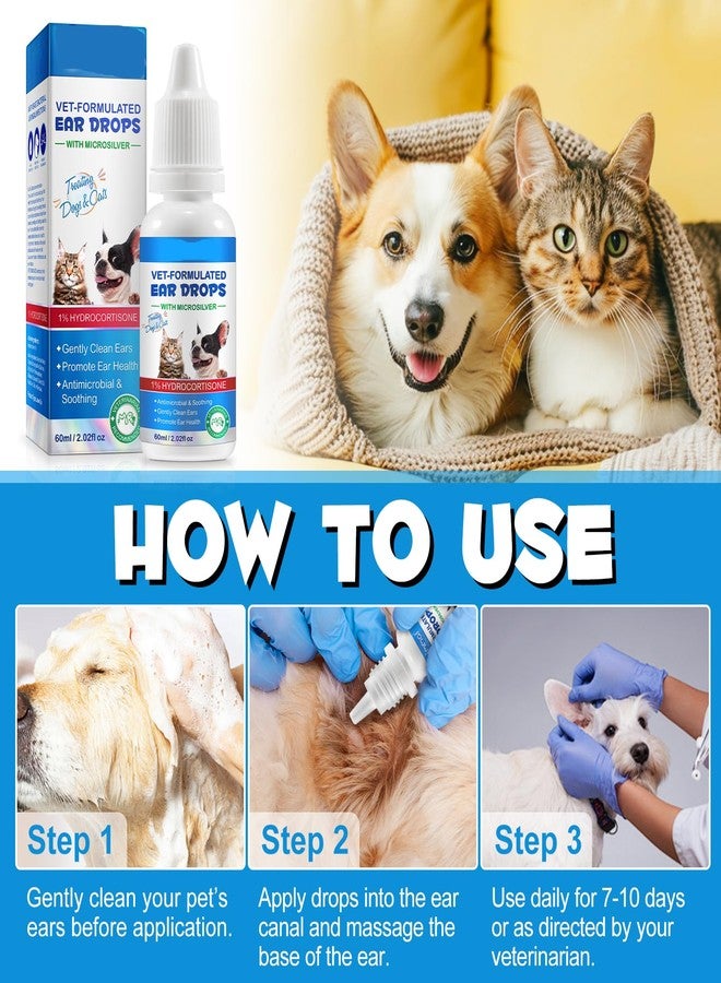 SDJUFEI 2 Pack Dog & Cat Ear Infection Treatment Drops, with 1% Hydrocortisone, Ear Yeast Infection Treatment for Dogs and Cats, Dog Ear Drops for Yeast Infection - Image 3
