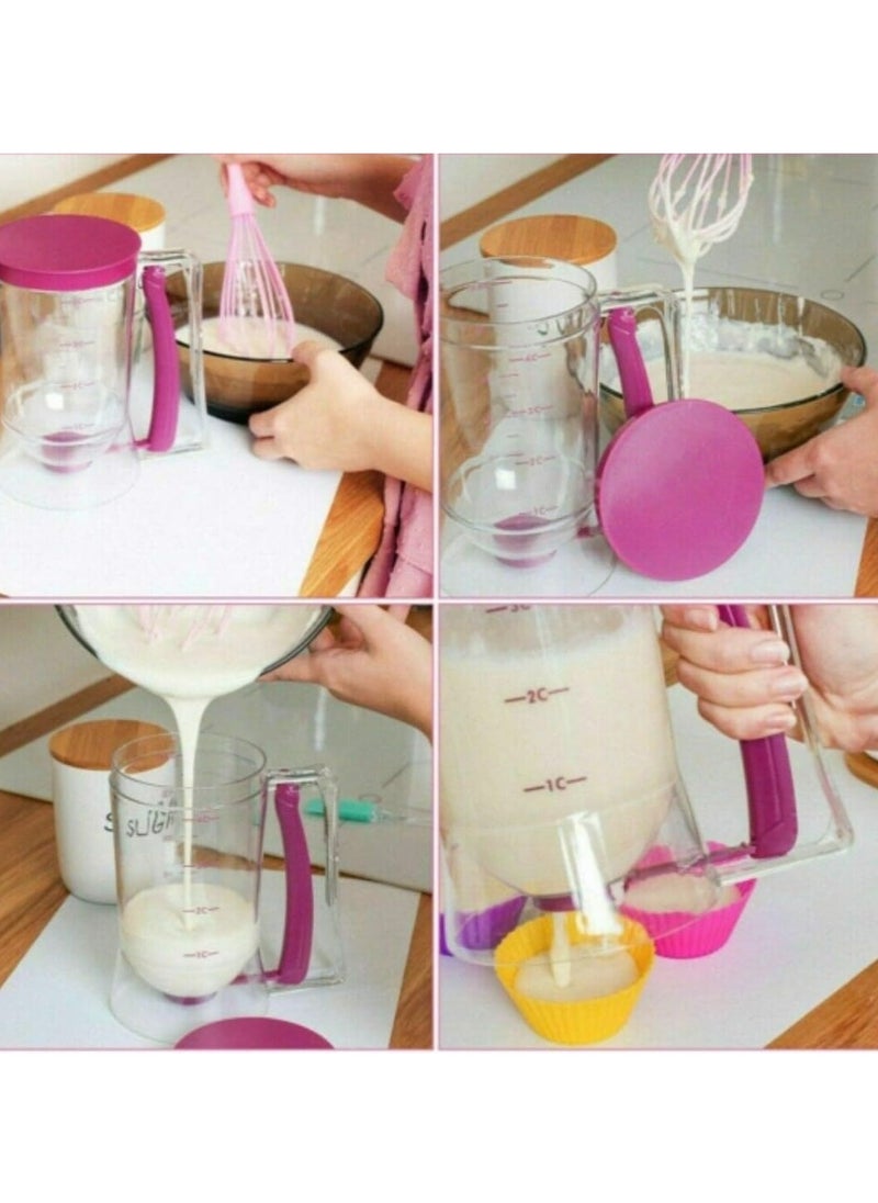 Generic - Pancake Batter Dispenser - Essential Kitchen Tool for Making Pancakes, Cupcakes, Waffles, Muffins, Crepes, Cakes - Easy Pour Baking Supplies for Pan - Pan Maker with Measuring Sticker - Image 1