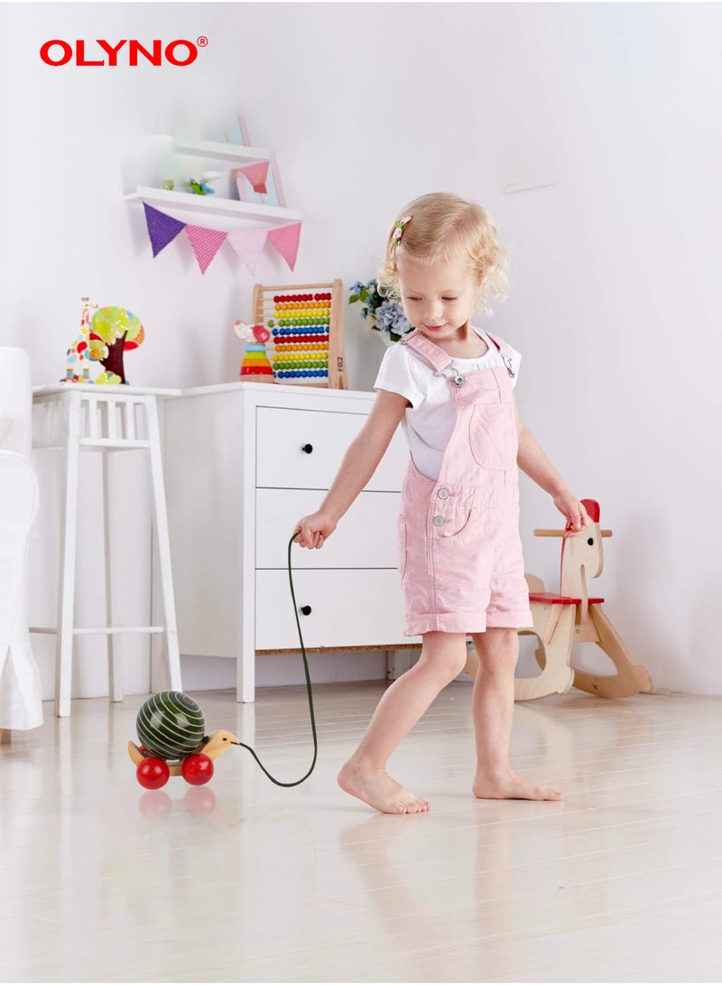 أولينو لعبة سحب سلحفاة خشبية عاجية غير سامة مصنوعة يدوياً لتنمية المهارات الحركية للأطفال الصغار مع عجلات دوارة سلسة - Image 3