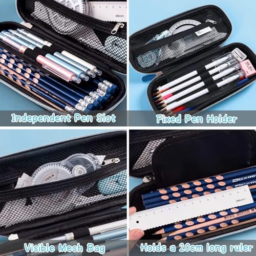 KAVANA Canvas 3D Space Eva Pencil Pouches for Boys with Compartments,Compass Box for Boys, School Supply Organizer for Students, Stationery Box, Cosmetic Zipper Pouch Bag for Kids,Black - Image 5
