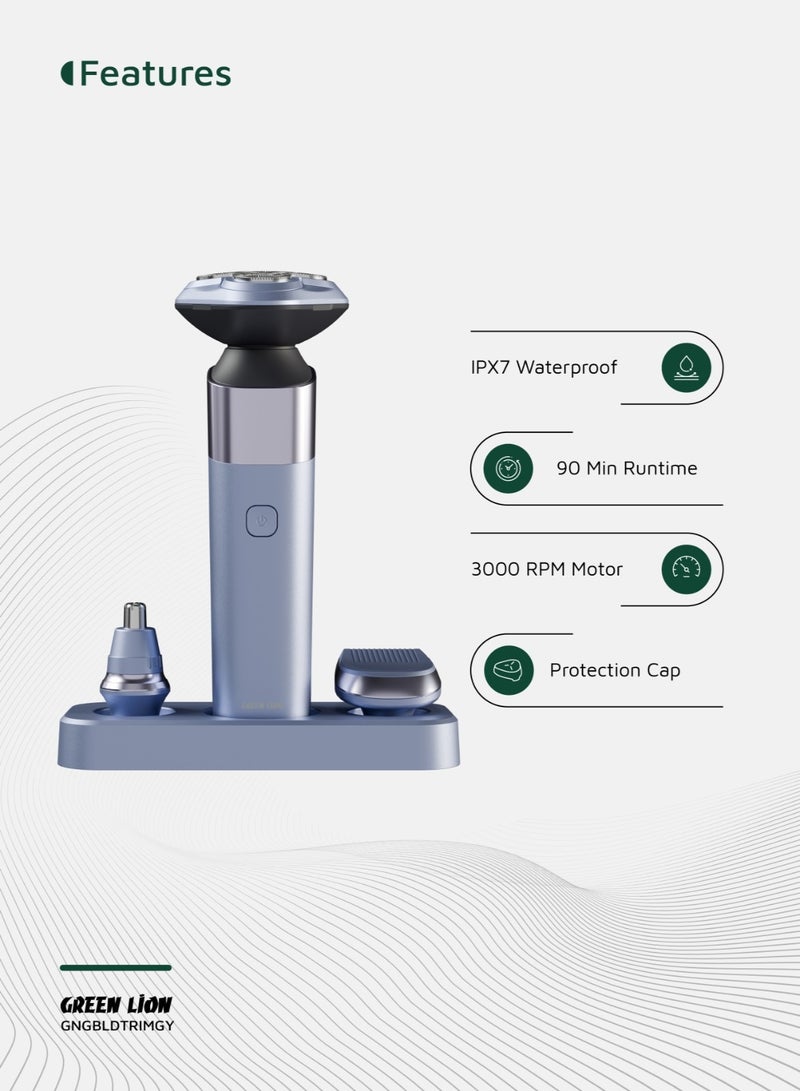 جرين ليون جهاز تهذيب الشعر والأنف 3 في 1 G-Blade - ماكينة حلاقة مع 90 دقيقة من وقت التشغيل / مقاوم للماء IPX7 / قاعدة شحن / شفرات فولاذية مقاومة للصدأ / ماكينة حلاقة / قفل للسفر - Image 2