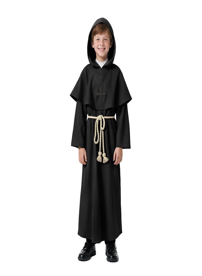 VZQI Medieval Monk Robe for Kids Renaissance Priest for Boy Halloween Cosplay Costume Cloak M - Image 1
