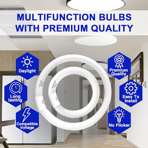 Celiwace FC8T9/CW 22W and FC12T9/CW 32W Cool White Set, 8 inch T9 22 Watts Circular Light Bulbs, 12 inch 32 Watts Circline Fluorescent Bulb Round Ring Bulb CRI 80, G10q Prong - Image 5