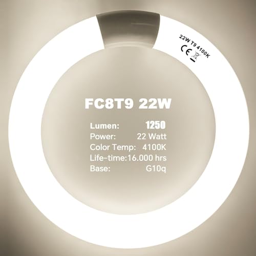 Celiwace FC8T9/CW 22W and FC12T9/CW 32W Cool White Set, 8 inch T9 22 Watts Circular Light Bulbs, 12 inch 32 Watts Circline Fluorescent Bulb Round Ring Bulb CRI 80, G10q Prong - Image 3