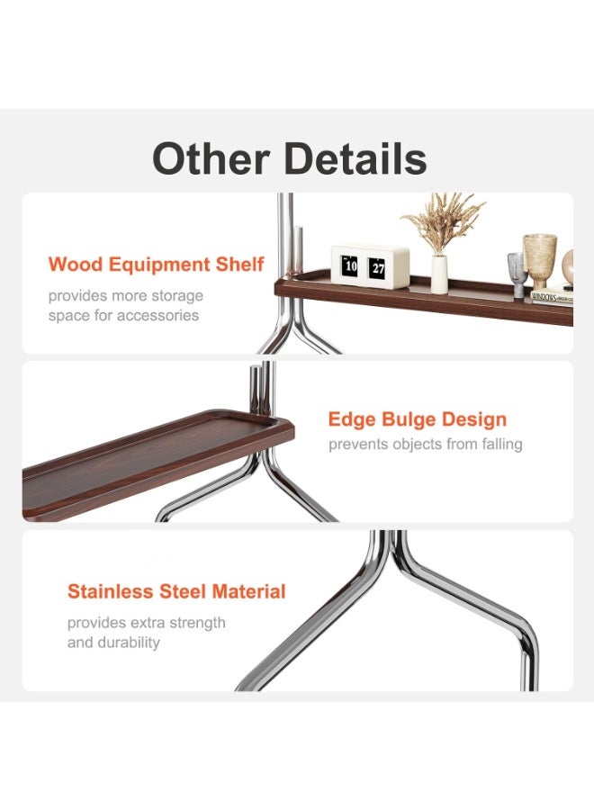 شو وو حامل تلفزيون متحرك معدني عالمي، حامل تلفزيون خشبي متحرك، حامل تلفزيون دوار قابل لتعديل الارتفاع، حوامل تلفزيون أرضية محمولة لشاشات LCD LED OLED 4K مقاس 32 إلى 75 بوصة مع عجلات، رف تخزين وسائط خشبي - Image 3