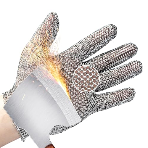 Schwer ProGuard-X Highest Level Cut Resistant Stainless Steel Metal Mesh Chainmail Glove PM5201 Butcher Glove for Meat Cutting Food Processing Knife Sharpening Oyster Shucking Kitchen Fish Fillet, L - Image 1