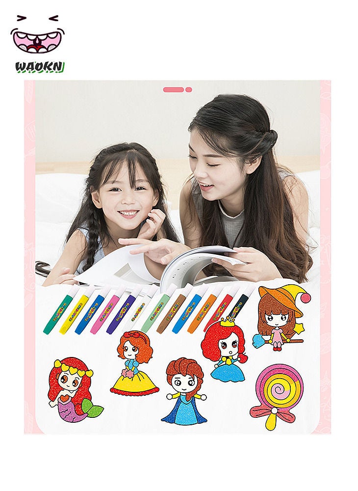 WAOKN No Bake Cartoon Stained Glass Graffiti DIY Kids Toy, Children's Art Paint Toy, Make Your Own Fun Design Painting Decal Arts and Crafts, Children's Educational Toy  - Image 3