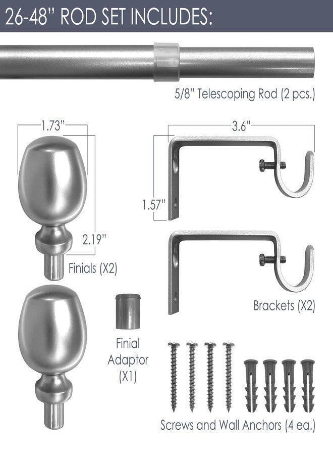 Decopolitan Morena 26-48 Inch Adjustable Curtain Rod Set, 5/8 Inch Diameter in Brass - Image 2