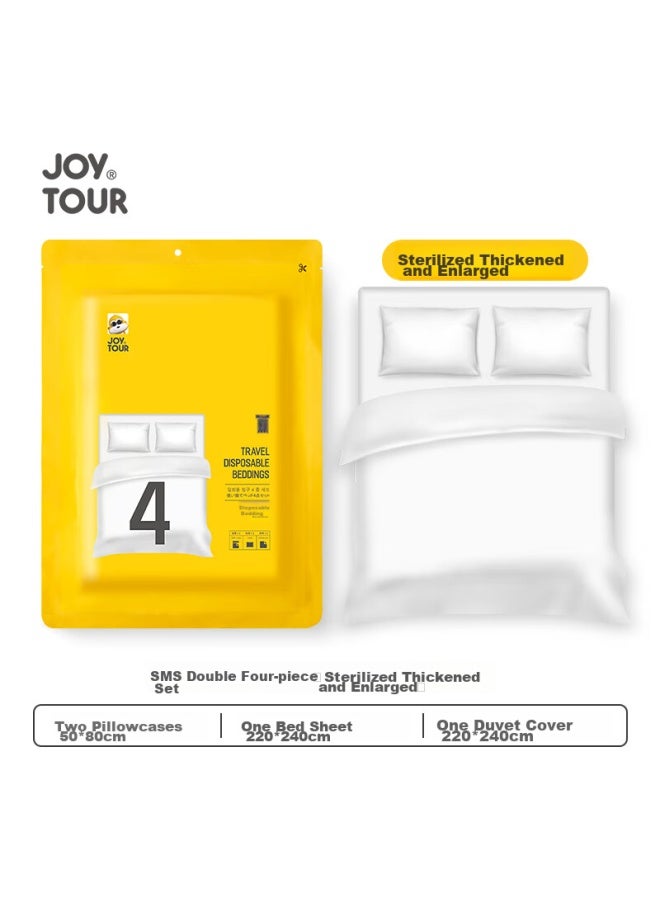 JOY TOUR Joytour Disposable Bed Sheet, Duvet Cover, Pillowcases, Thickened, Enlarged, Sms-grade Sterilized Bedding, Hotel Hygiene Barrier, Double Size Four-piece Set - Image 1