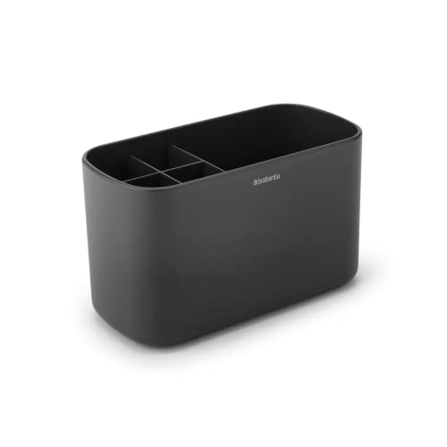 Brabantia Renew Premium Compact Toothbrush Organizer Holder for Bathroom, Anti Skid Multipurpose Divided Storage Holder Cup Stand for Bathroom Sink, Washbasin (Black) - Image 1