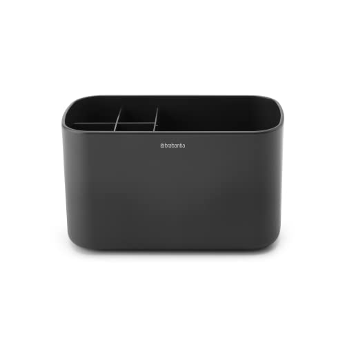 Brabantia Renew Premium Compact Toothbrush Organizer Holder for Bathroom, Anti Skid Multipurpose Divided Storage Holder Cup Stand for Bathroom Sink, Washbasin (Black) - Image 2