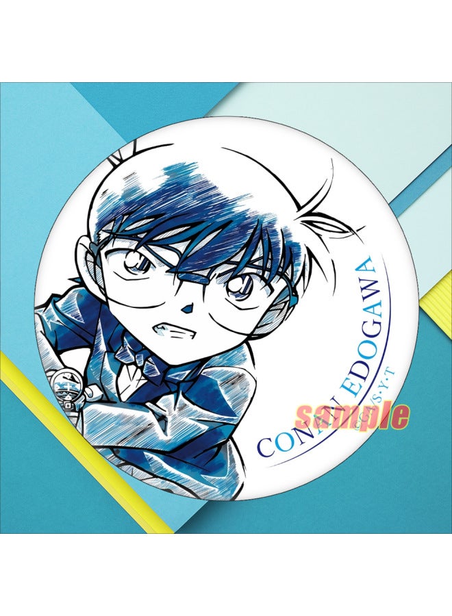 Ink Painting Detective Conan Yum Badge Tinplate Brooch Metal Medallion Animation Around A Generation-Color:22. Conan-Specifications:58mm Badge  - Image 1