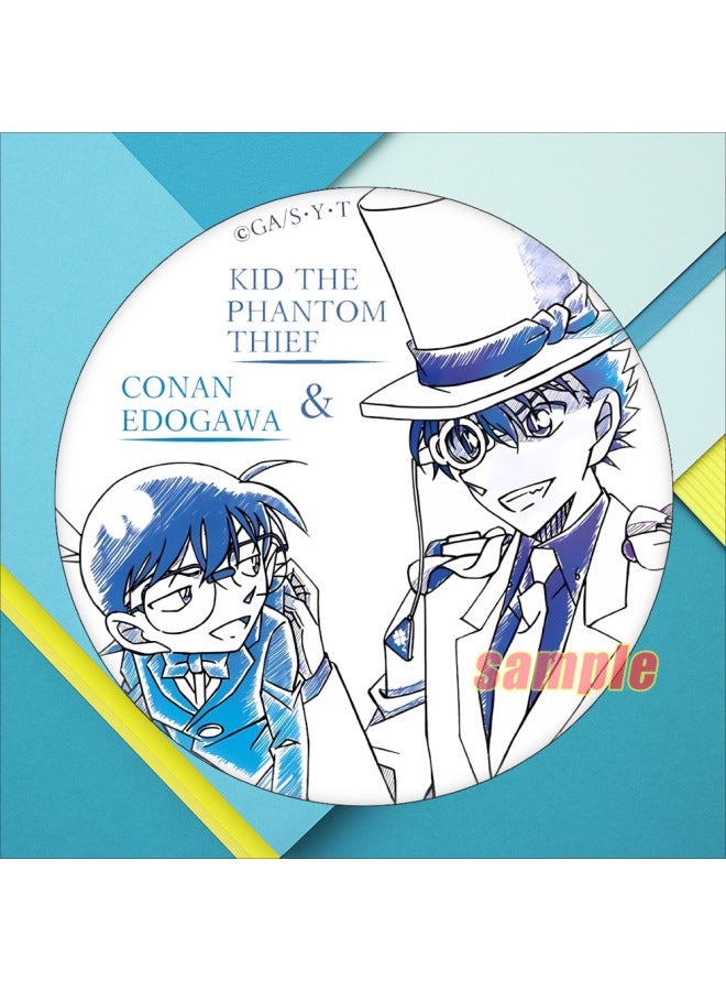 Ink Painting Detective Conan Yum Badge Tinplate Brooch Metal Medallion Animation Around A Generation-Color:22. Conan-Specifications:58mm Badge  - Image 4