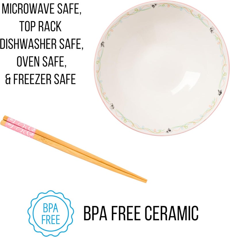 Silver Buffalo The Powerpuff Girls Featuring Bubbles Blossom and Buttercup Ceramic Ramen Noodle Rice Bowl with Chopsticks Microwave Safe 30 Ounces - Image 3