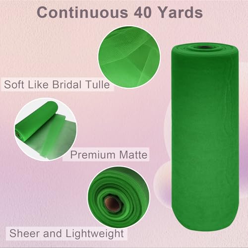 Ableme Deco Green Tulle Fabric Roll Spool Bolt (54 Inch by 40 Yards) Large Tulle Wedding Party Decoration, Tutu Skirt, Table Runner, Gift Wrapping, Bridal Shower, Soft & Drape (Emerald Green) - Image 2