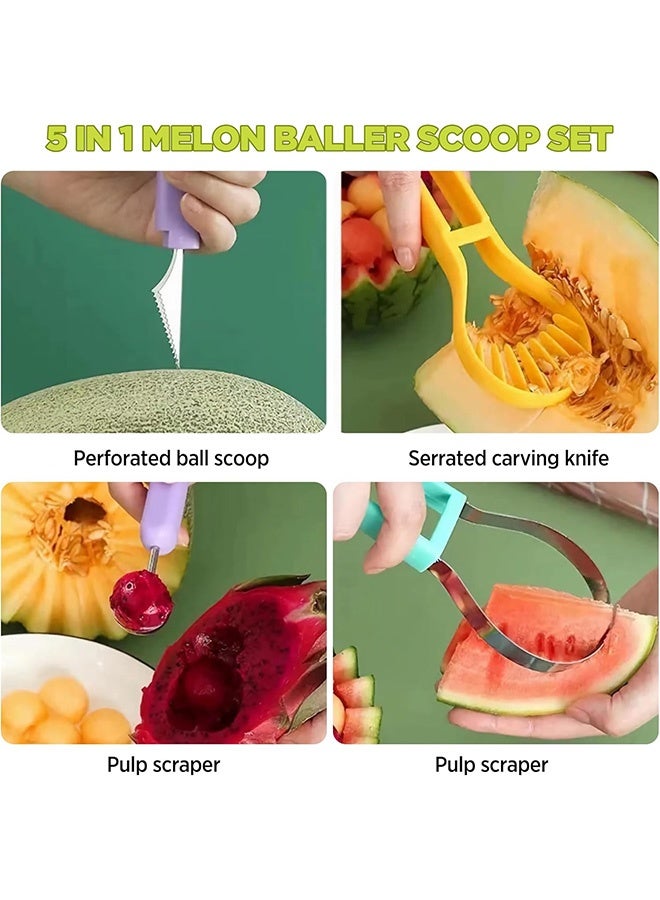 Quantum 2 PCS Melon Baller Scoop Set, 3-in-1 Stainless Steel Fruit Carving Tool Set, Fruit Carving Tools for Dig Pulp Separator - Image 5