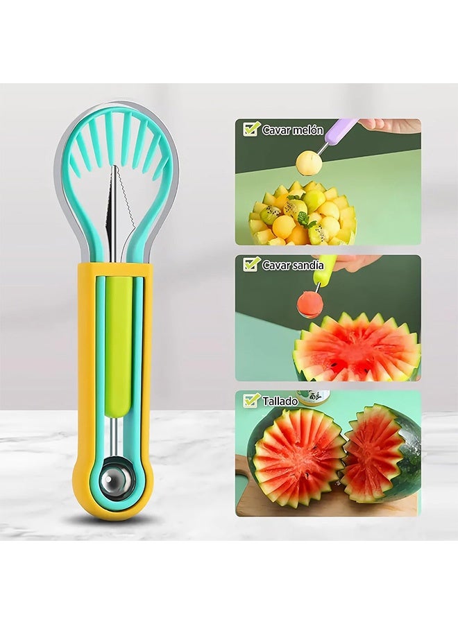 Quantum 2 PCS Melon Baller Scoop Set, 3-in-1 Stainless Steel Fruit Carving Tool Set, Fruit Carving Tools for Dig Pulp Separator - Image 4
