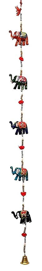AIVIK Home Dcor Paper Mache Elephant Door Hangings for Main Door Living Rooms Rajasthani Handicraft Wall Hanging Screen ToranBandhanwar latkan Multicolour Pair Ladi Set of 5 Piece - Image 3