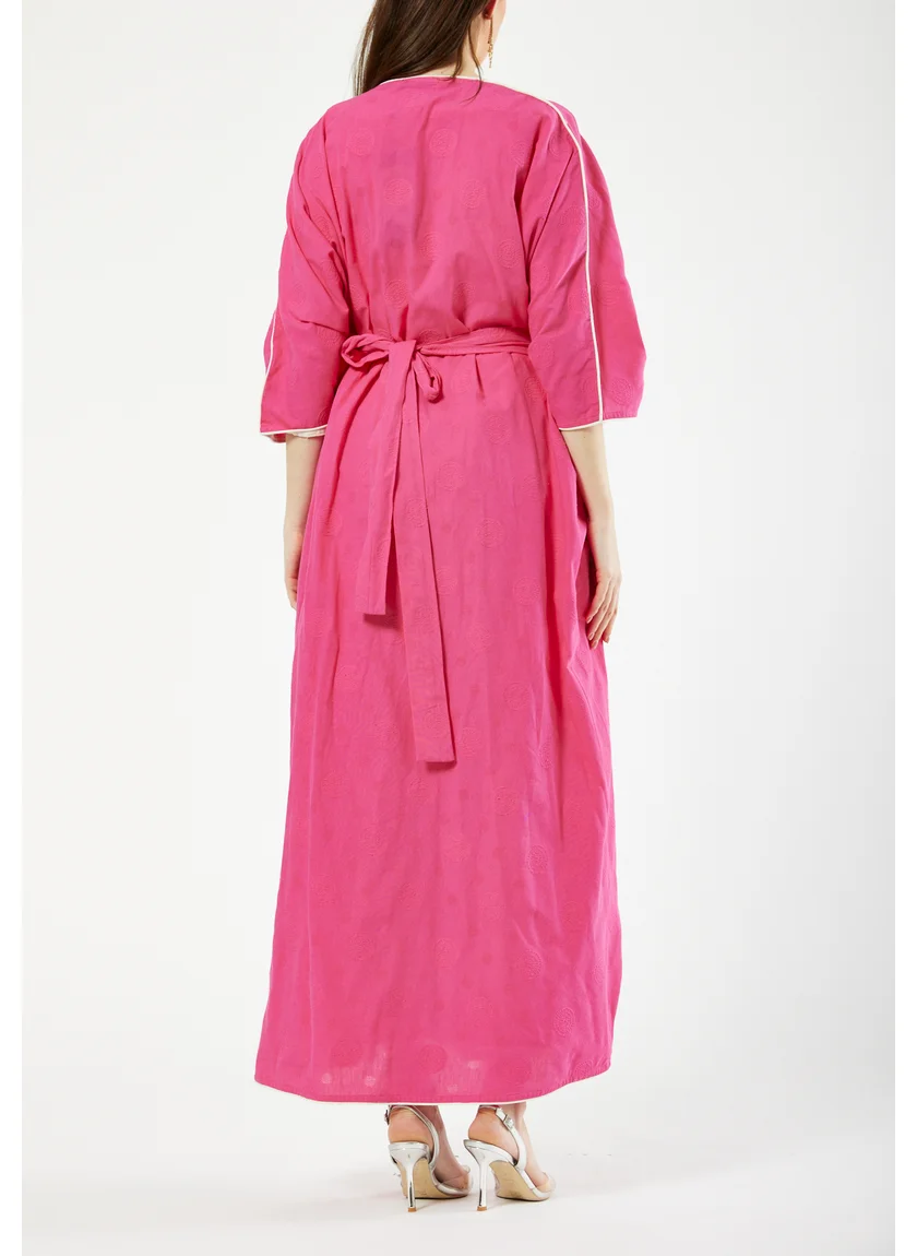 Amri Beautiful jalabiya With Round Neckline Loose fit Inner And Open Overlay `