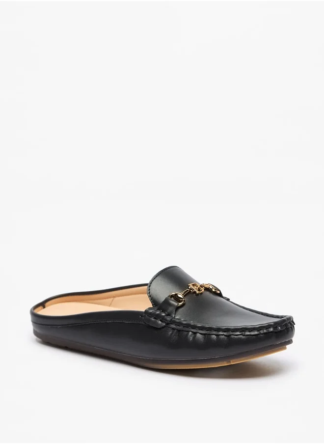 Flora Bella By Shoexpress Solid Slip-On Mules with Metal Accent