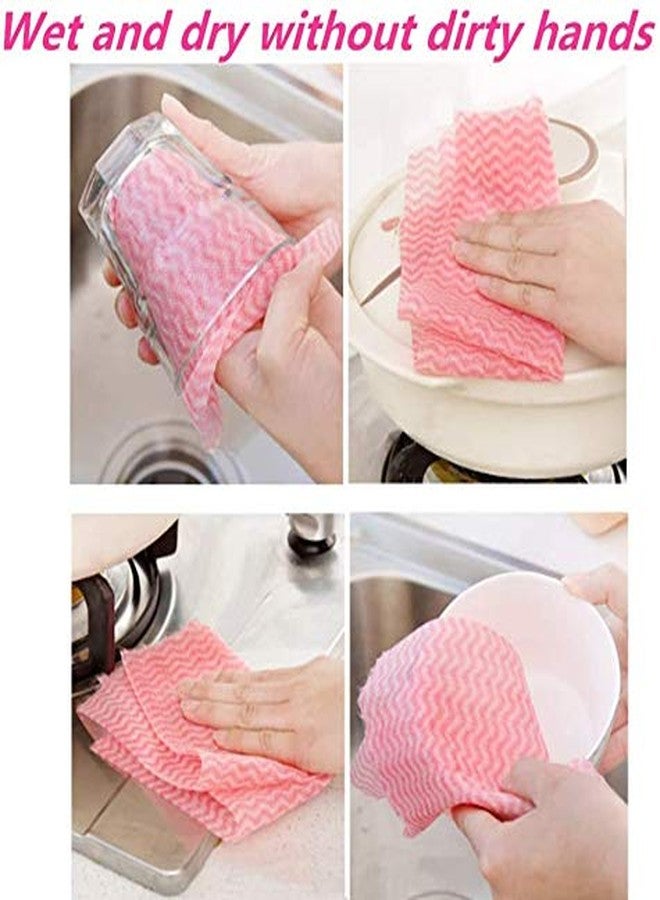 MDN MIST Non- woven Disposable Reusable Towels like Kitchen Cleaning Towel/Tissue paper - Multi-Uses Dish Cloths Washable Towel Roll - 80 Pulls (PINK) - Image 4