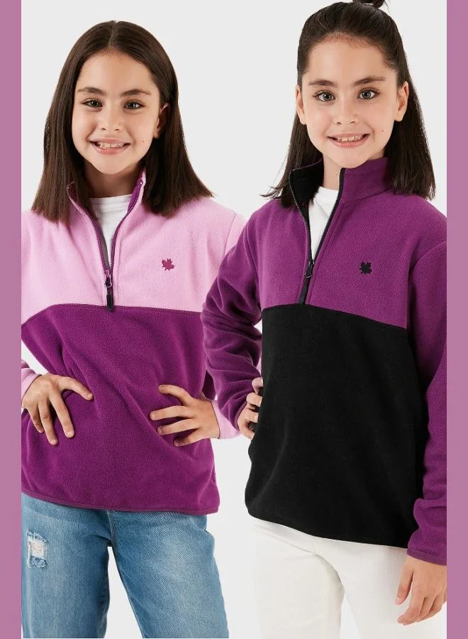 Lela Lela Soft Texture Half Zipper Color Block Stand Collar 2-Pack Polar Kids POLAR 5905004S2