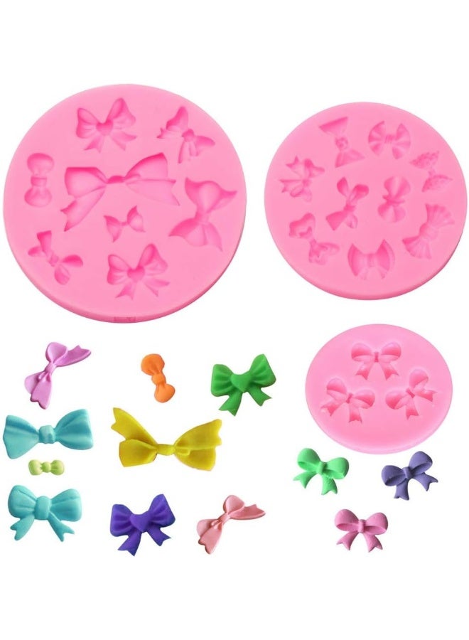 Pengxiaomei 3 Pack Bows Silicone Mould, Bow Fondant Sugar Mould Craft Molds for Birthday Wedding Party DIY Cake Decorating Mold - Image 1