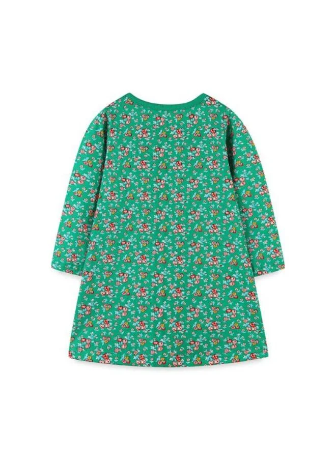 YUNIQEE Green A-Line Crew Neck Floral Dress