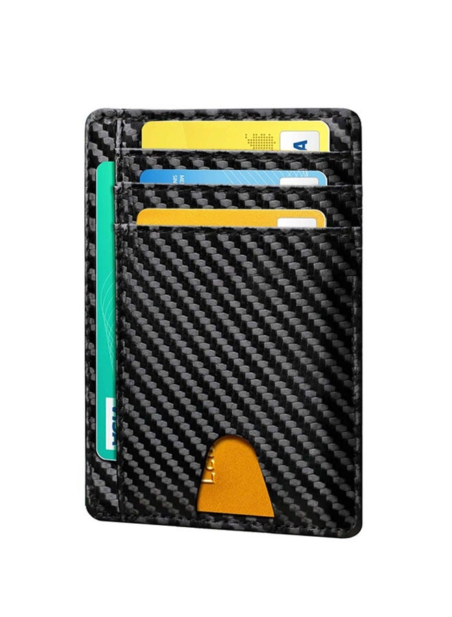 وهاواي Minimalist Wallet Leather, Slim Wallet for Men Women, Credit Card Holder Wallet, RFID Blocking Front Pocket Wallet Carbon Fiber Texture  - Image 1