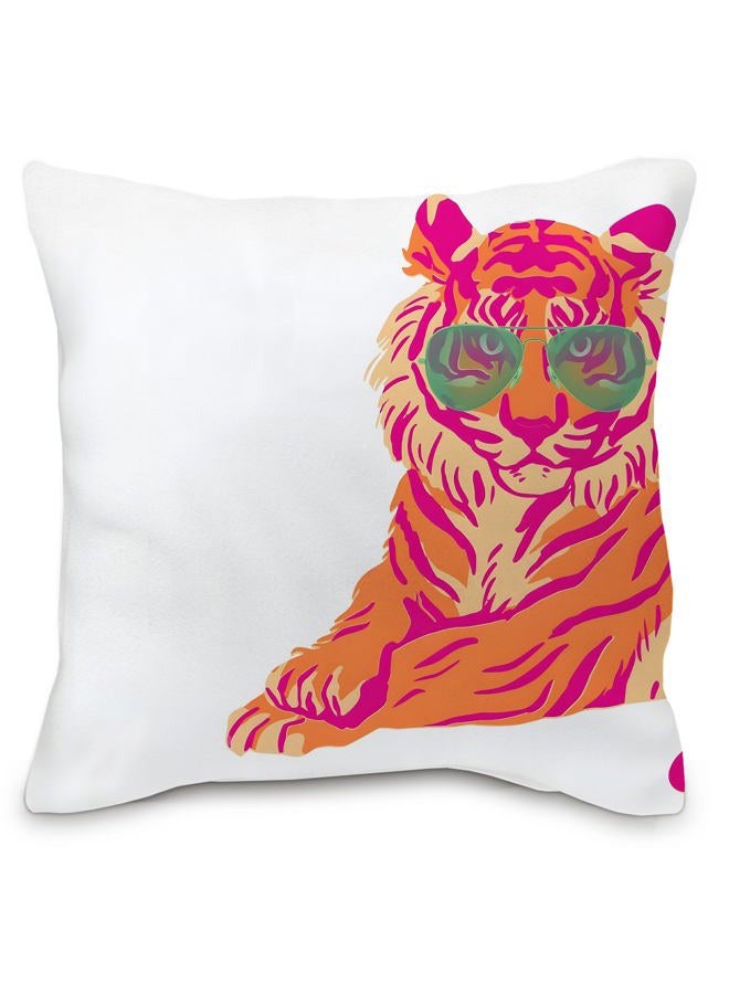 Nvotell Preppy Tiger Pillow Covers - Preppy Tiger Pillow Cases, Preppy Tiger Throw Pillow Covers 18x18, Pink and Orange Throw Pillow Covers - Image 1