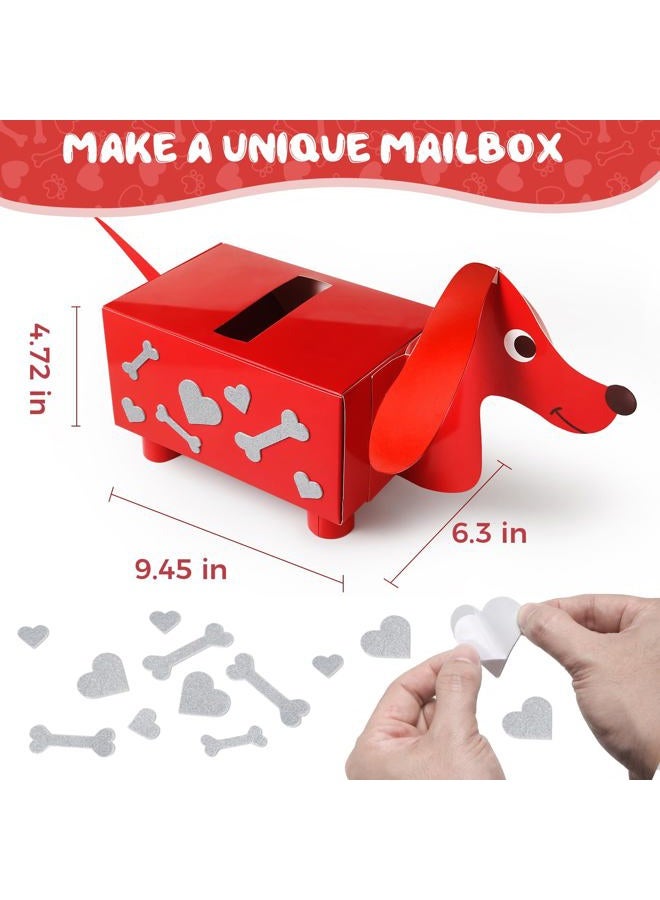 TooyBing Valentines Day Boxes for Kids Classroom, 33 Pack Valentines Day Cards for Kids School with DIY Dog Puppy Mailbox for Class Cards Exchange, Craft Party Favor for Boy Girl, 1 Teacher Card Contained - Image 5
