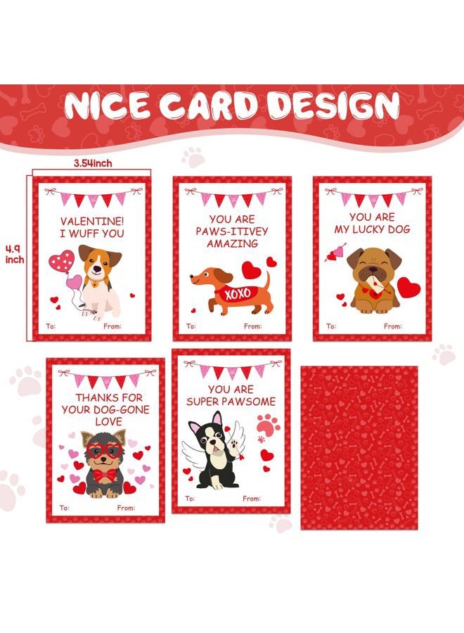 TooyBing Valentines Day Boxes for Kids Classroom, 33 Pack Valentines Day Cards for Kids School with DIY Dog Puppy Mailbox for Class Cards Exchange, Craft Party Favor for Boy Girl, 1 Teacher Card Contained - Image 3