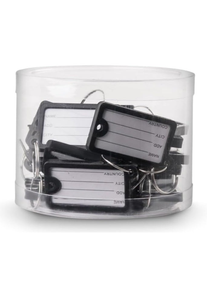 Rubik Large Plastic Key Tags with Labels 30pcs Pack, Durable Key Rings with Labels For Keys Identification, Luggage, Hotels (Black)  - Image 1