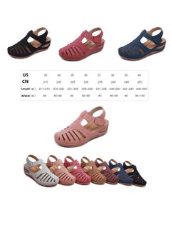 SIKETU Summer Hollow Out Retro Wedge Sandals Blue  - Image 4