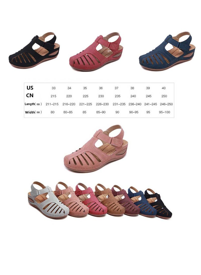 SIKETU Summer Hollow Out Retro Wedge Sandals Blue  - Image 4