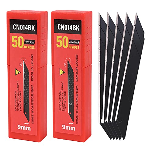 Gomake 9mm Utility Knife Replacement Blades,30 Degree Snap Off Carbon Steel Blades for Retractable Cutting Knives, Hobby, Craft Knife, Box Cutter 100PCS-Black - Image 1