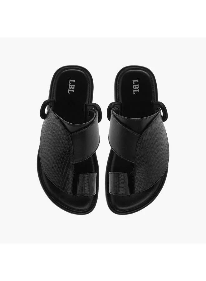 ال بي ال من شو اكسبرس صنادل عربية للأولاد بنسيج مزخرف وسهل الارتداء مع تفاصيل حلقة عند الأصابع