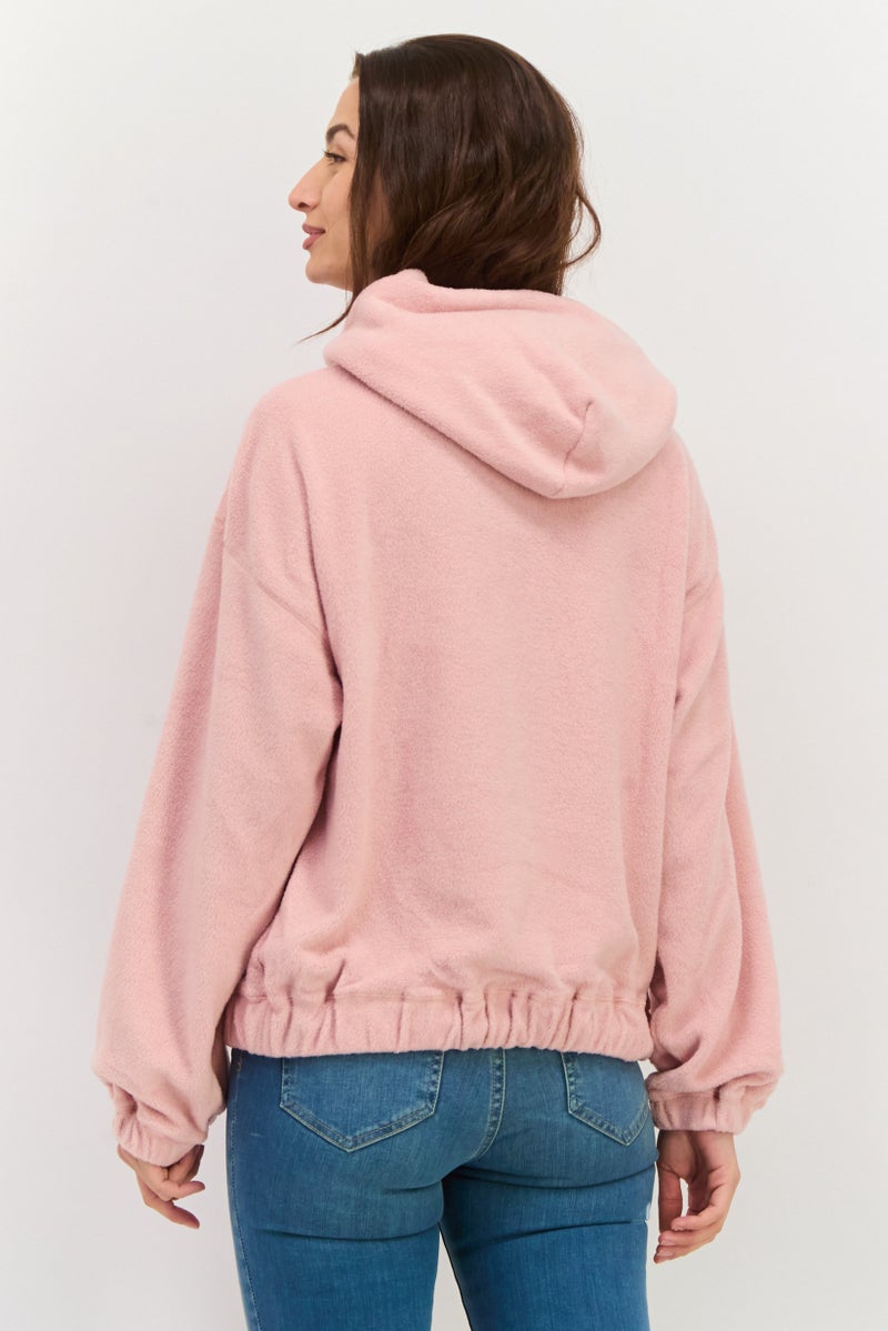 NIA Women Fleece Long Sleeve Hooded Sweatshirt, Pink - Image 2