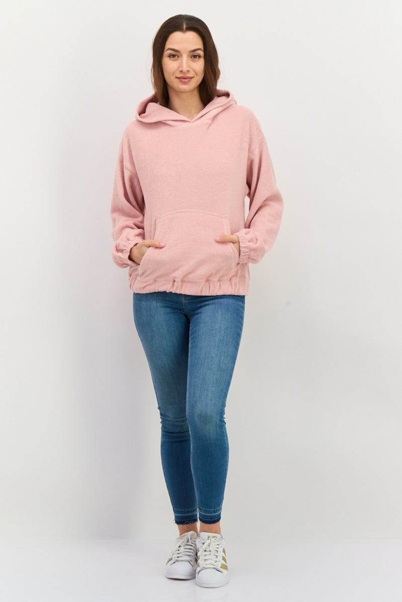 NIA Women Fleece Long Sleeve Hooded Sweatshirt, Pink - Image 4